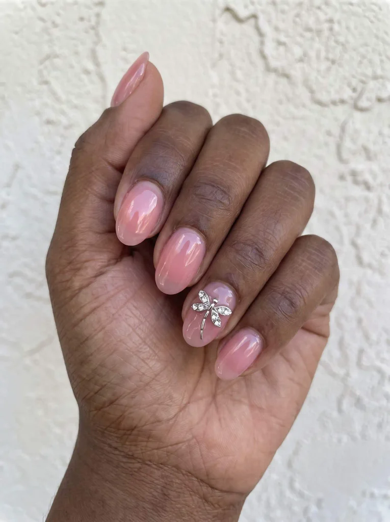 Rhinestone dragonfly gem nails