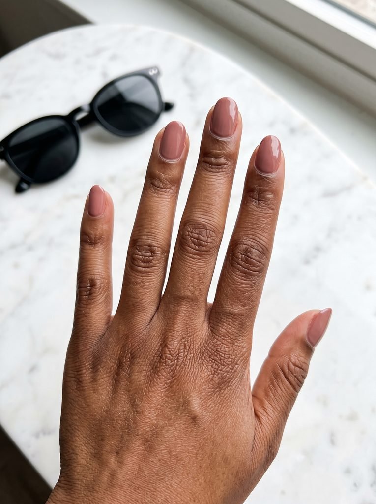 Rose Brown Natural Oval Nails