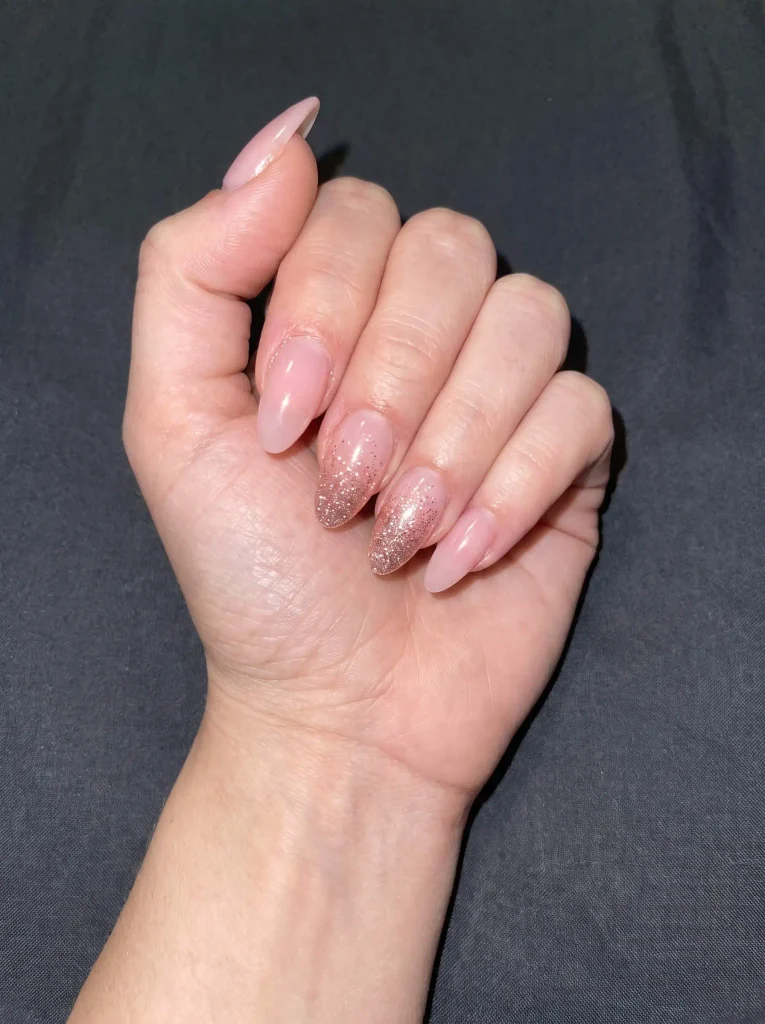 Rose Gold Glitter Acrylic Bridal Nails
