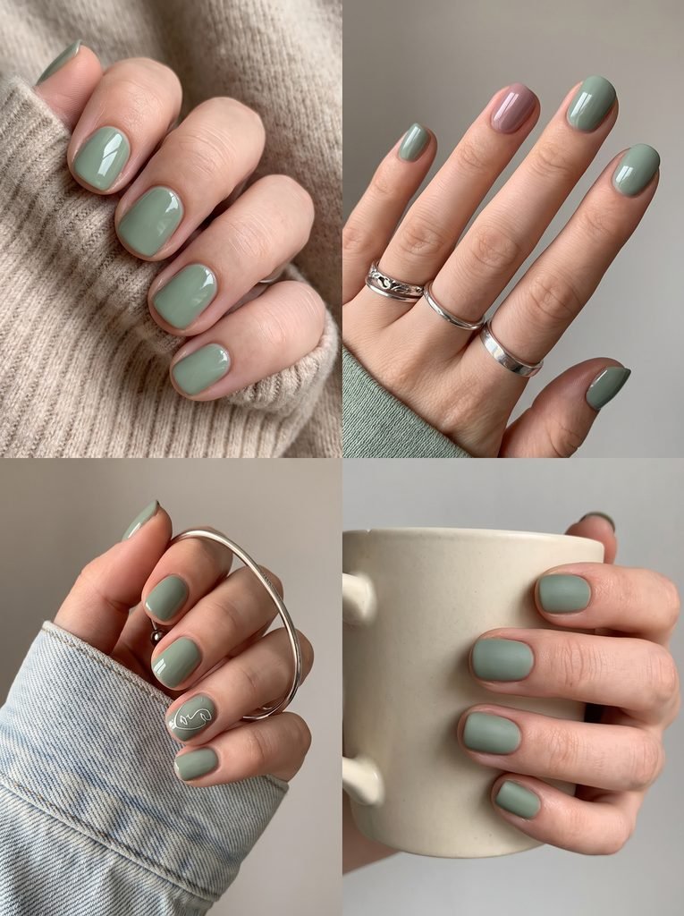 Sage Green September Nail Color