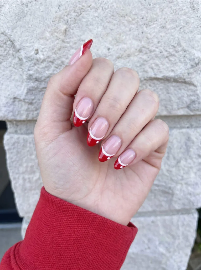 Santa Hat French Tip Nails