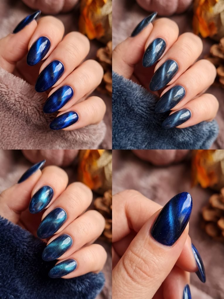 Sapphire Velvet Cat Eye Nails