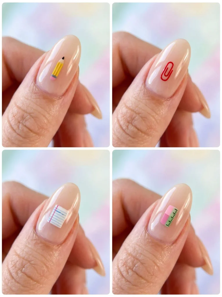 School Supply Mix Nail Art