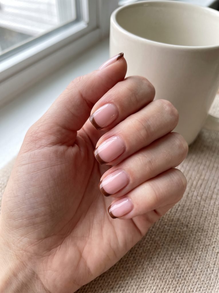 September French Tip Short Nails