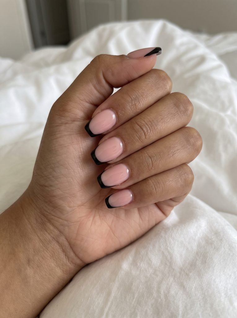 Short Black Halloween Coffin French Tips