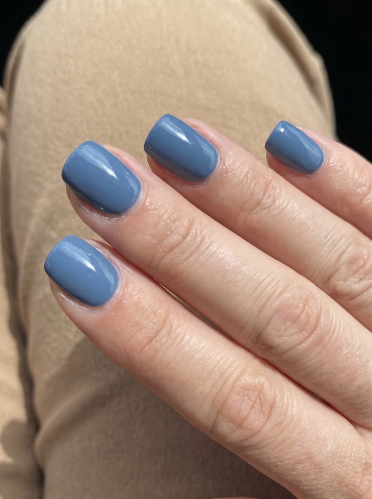 Short Blue September Nails