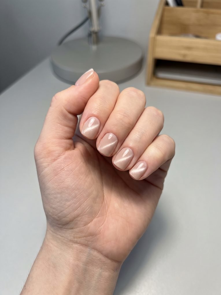 Short Cat Eye Wedding Nails