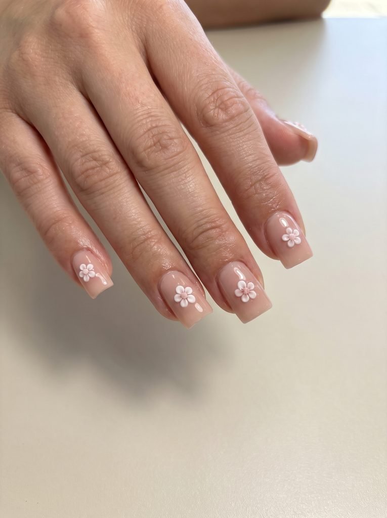 Short Duck Acrylic 3D Flower Nails