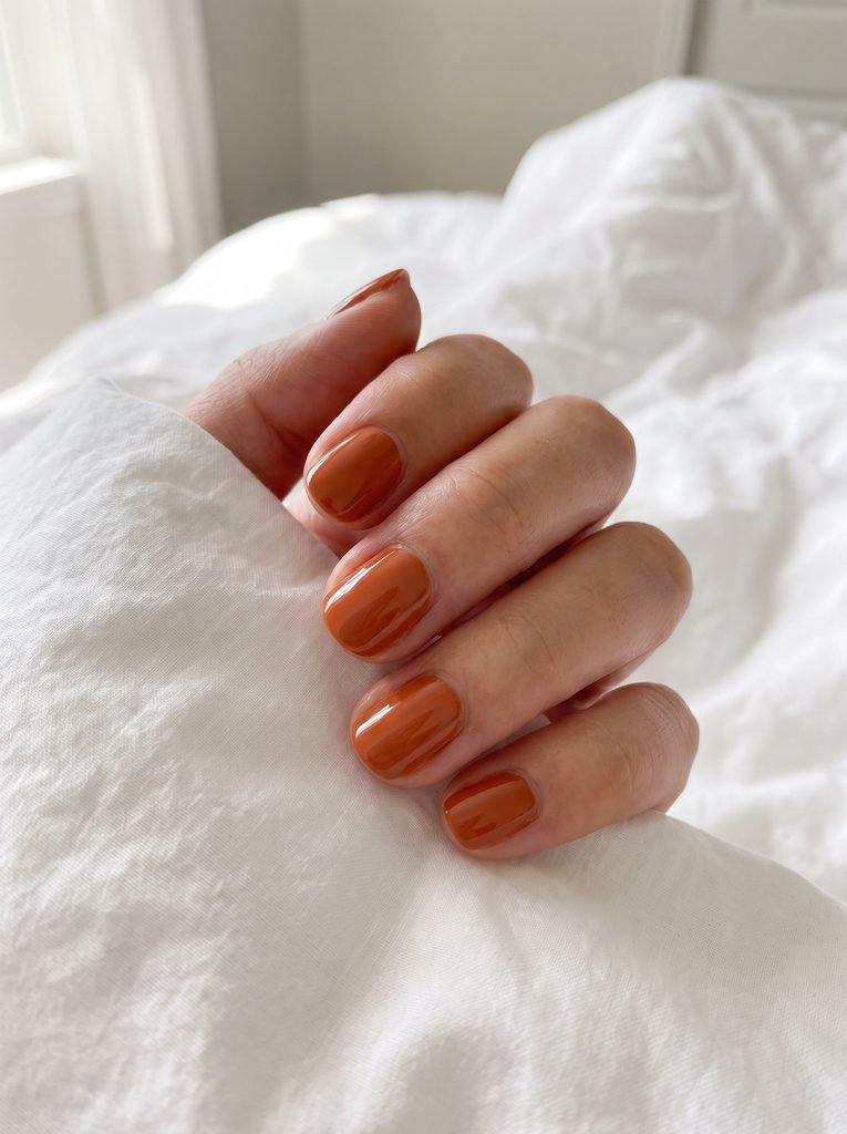 Short Orange September Nails