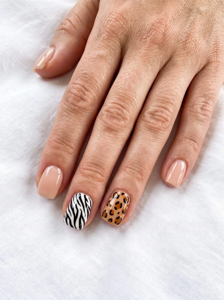 Short Square Animal Print Nails