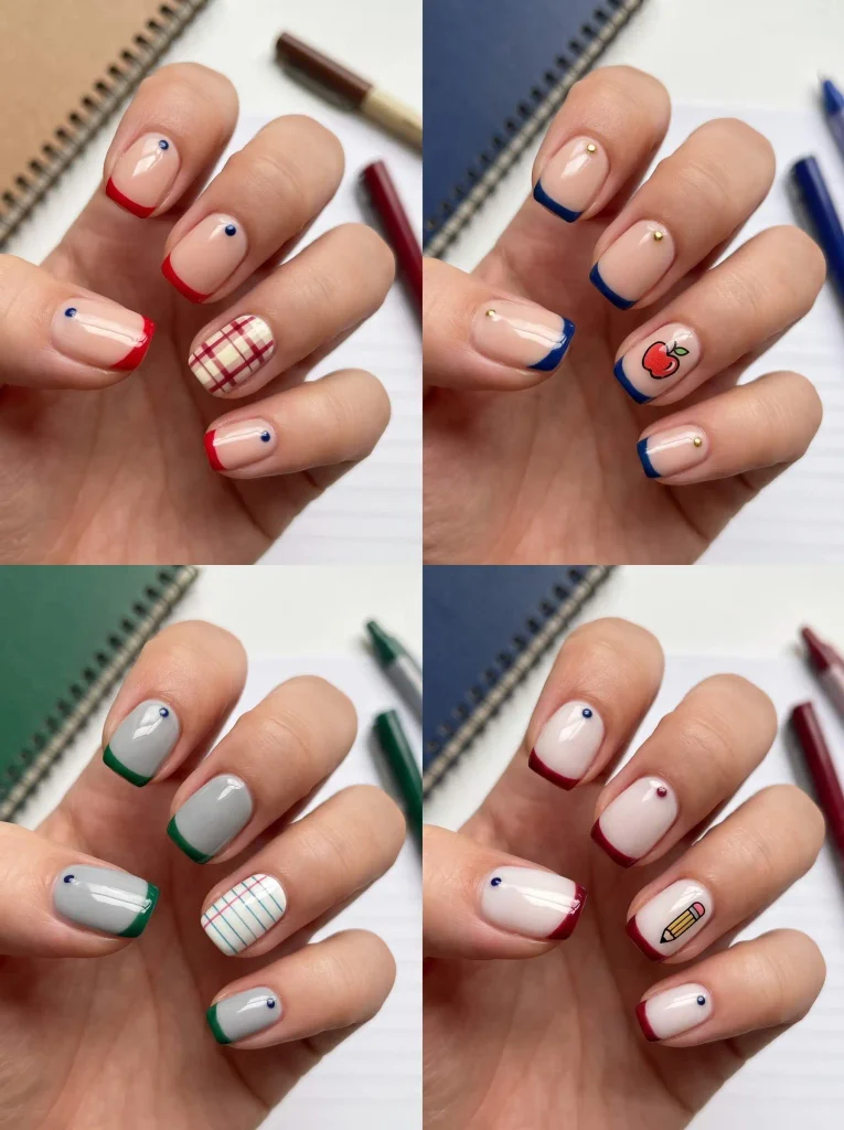 Short Square Back to School Nails