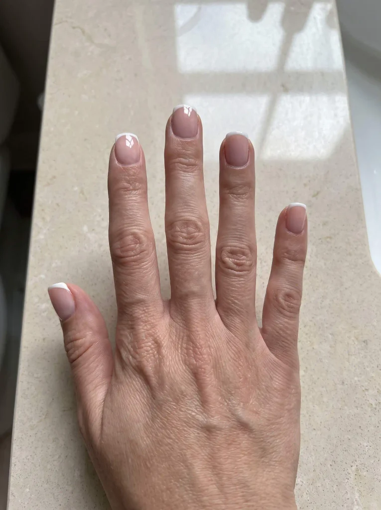 Short Square French Wedding Bridal Nails