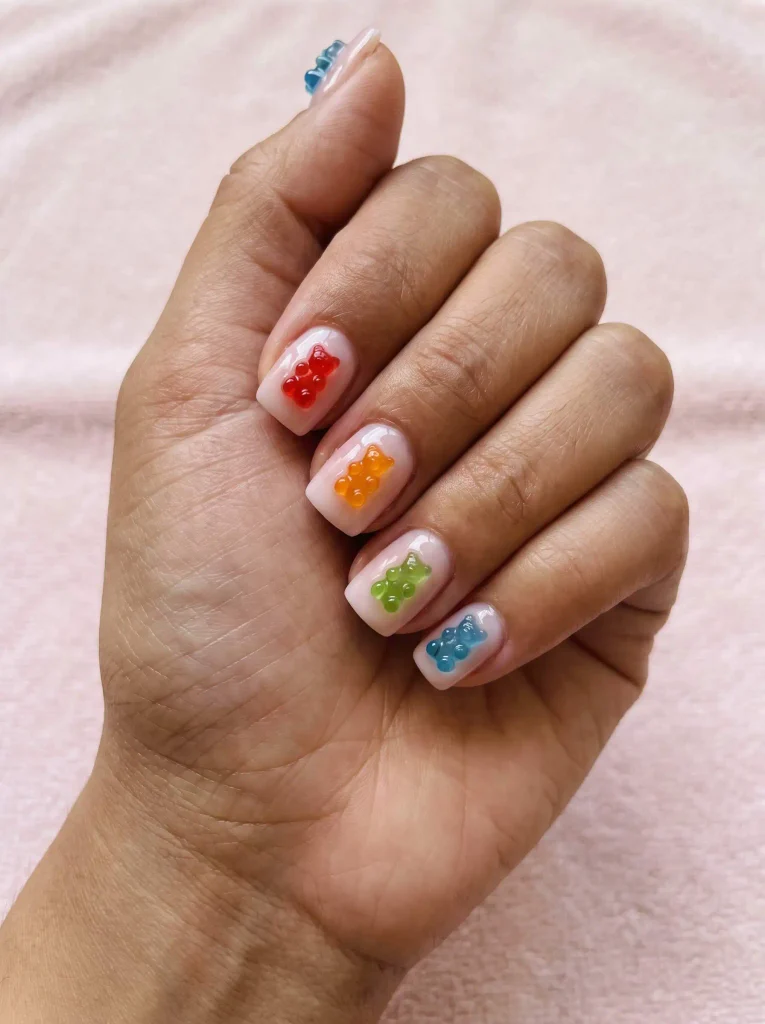 Short gummy bear nails