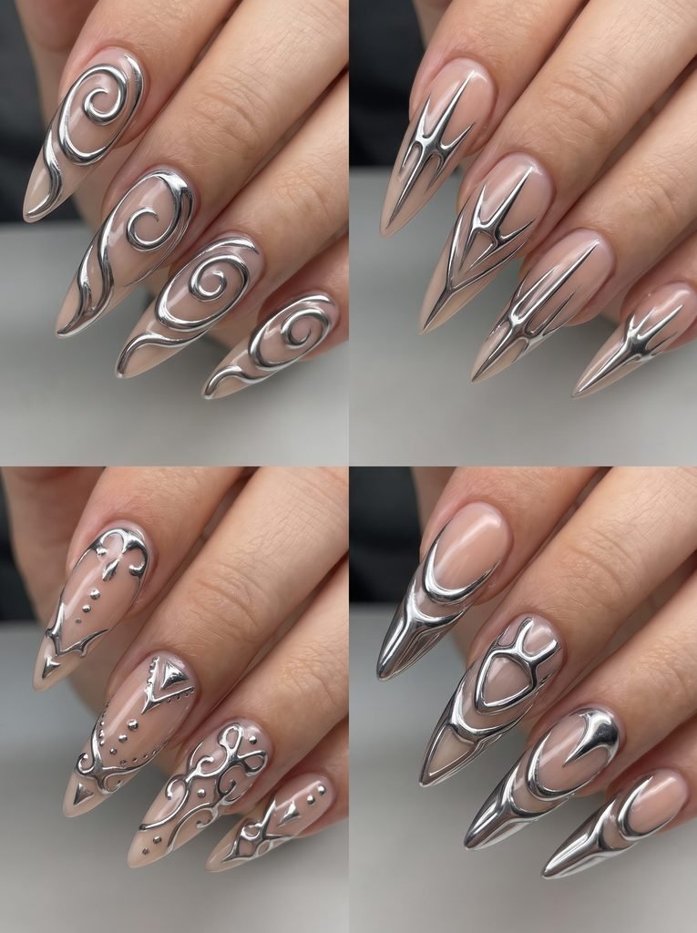 Silver Tribal Chrome Stilettos