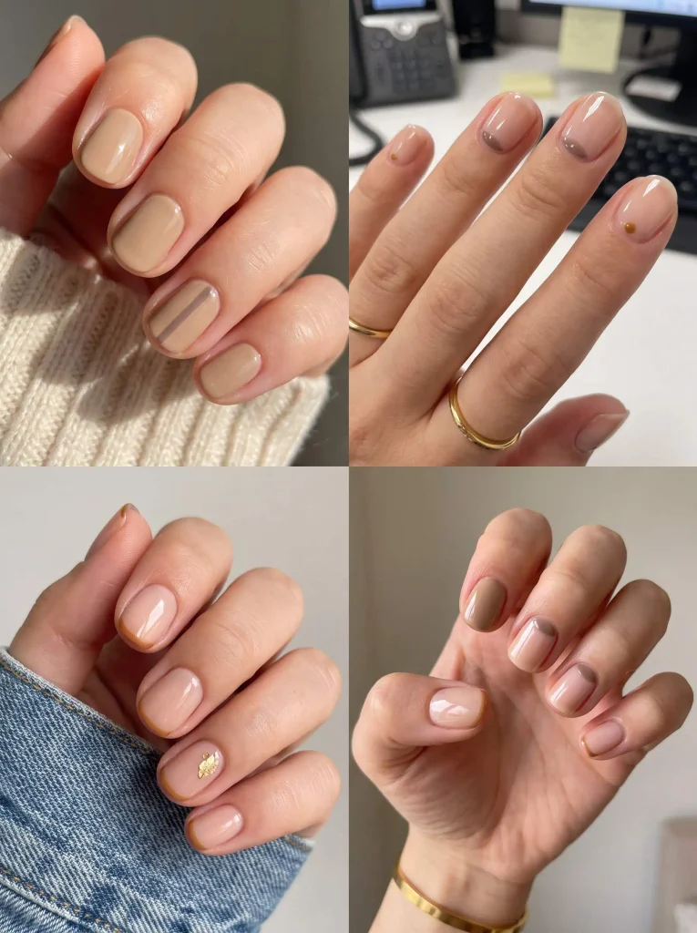 Simple Beige Fall Transition Nails