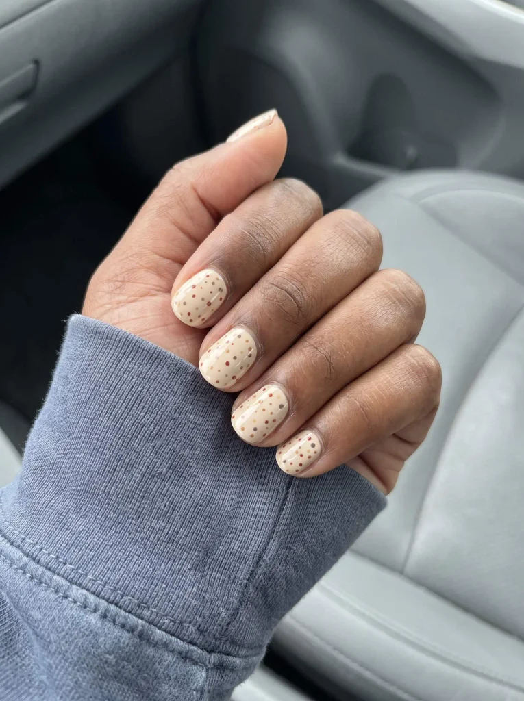 Simple Dotted Extra Short Thanksgiving Nails
