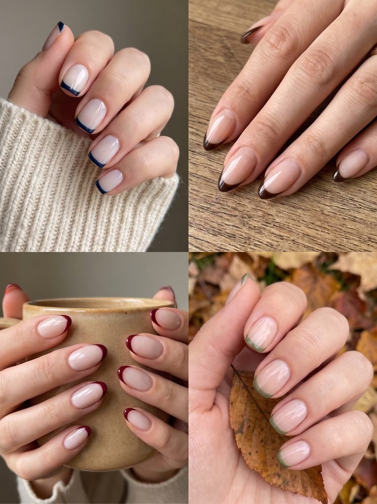 Simple Fall Micro French Nails