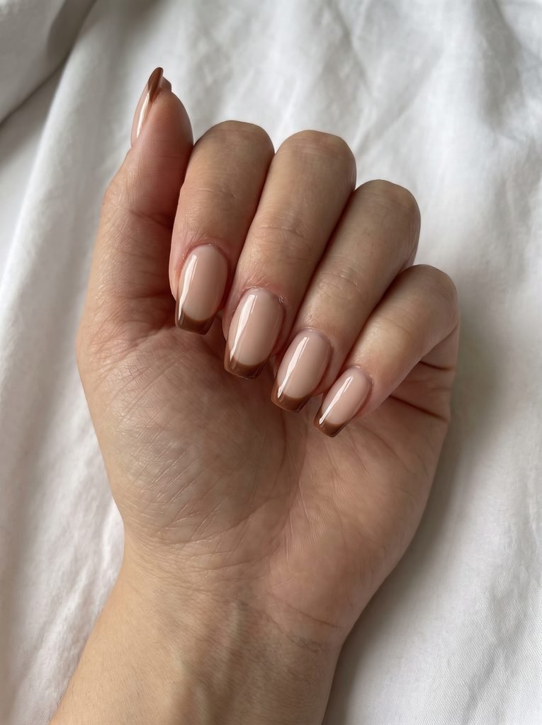 Simple Fall Short Coffin French Tips