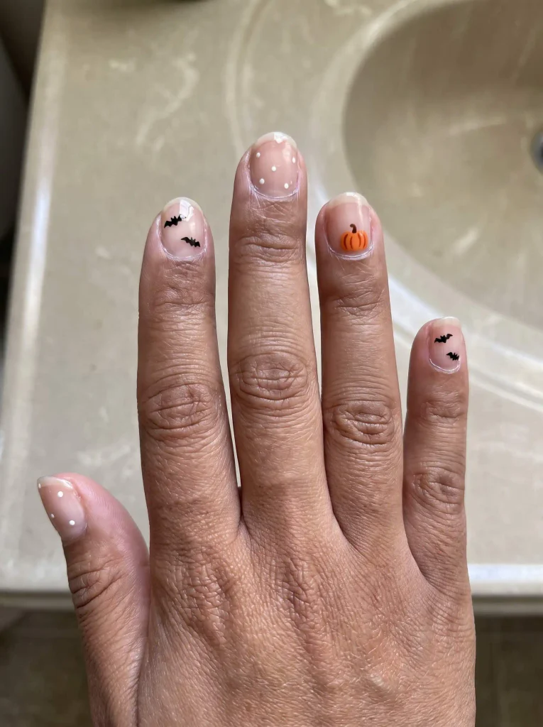 Simple Halloween Nail Art on Natural Nails