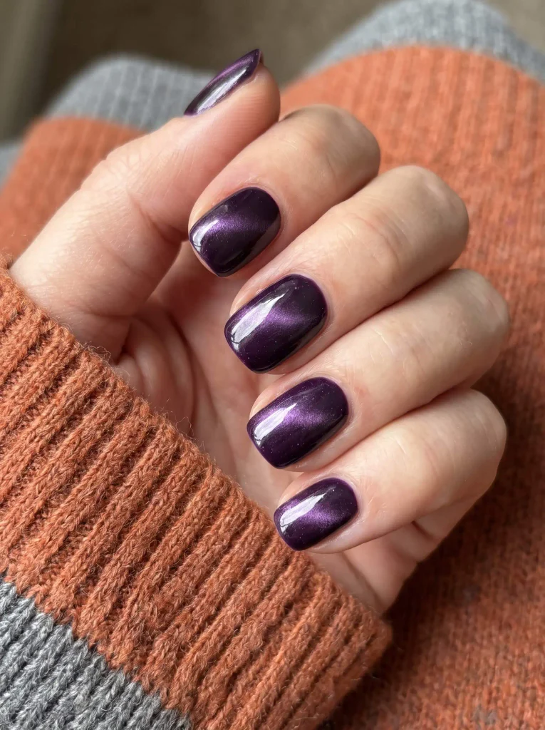 Simple Halloween cat eye nails