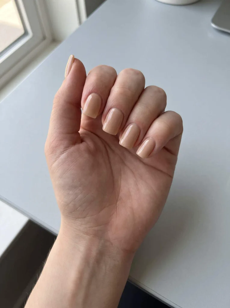 Simple Nude Fall Gel X Nails
