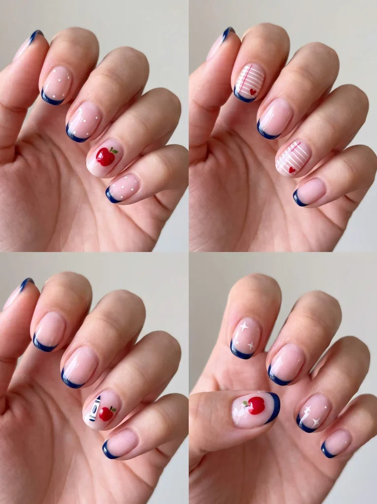 Simple Short Back to School Nails