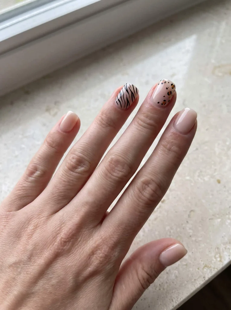 Simple Zebra and Cheetah Print Nails