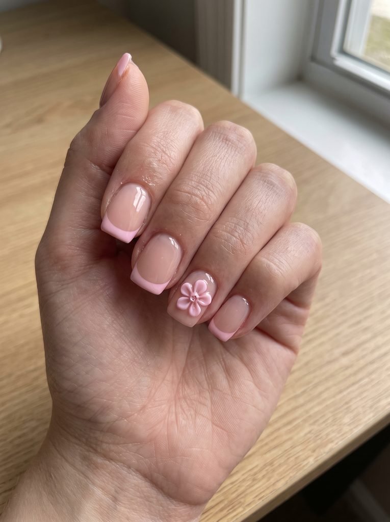 Single Accent 3D Flower Acrylic Nails