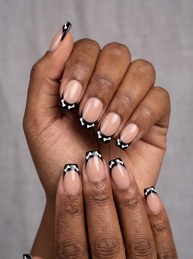 Skeleton Bone Coffin French Tips