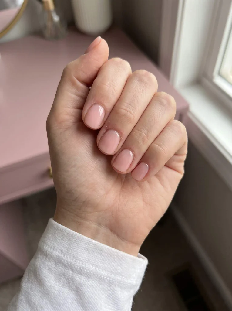 Soft Pink Short Wedding Bridal Nails