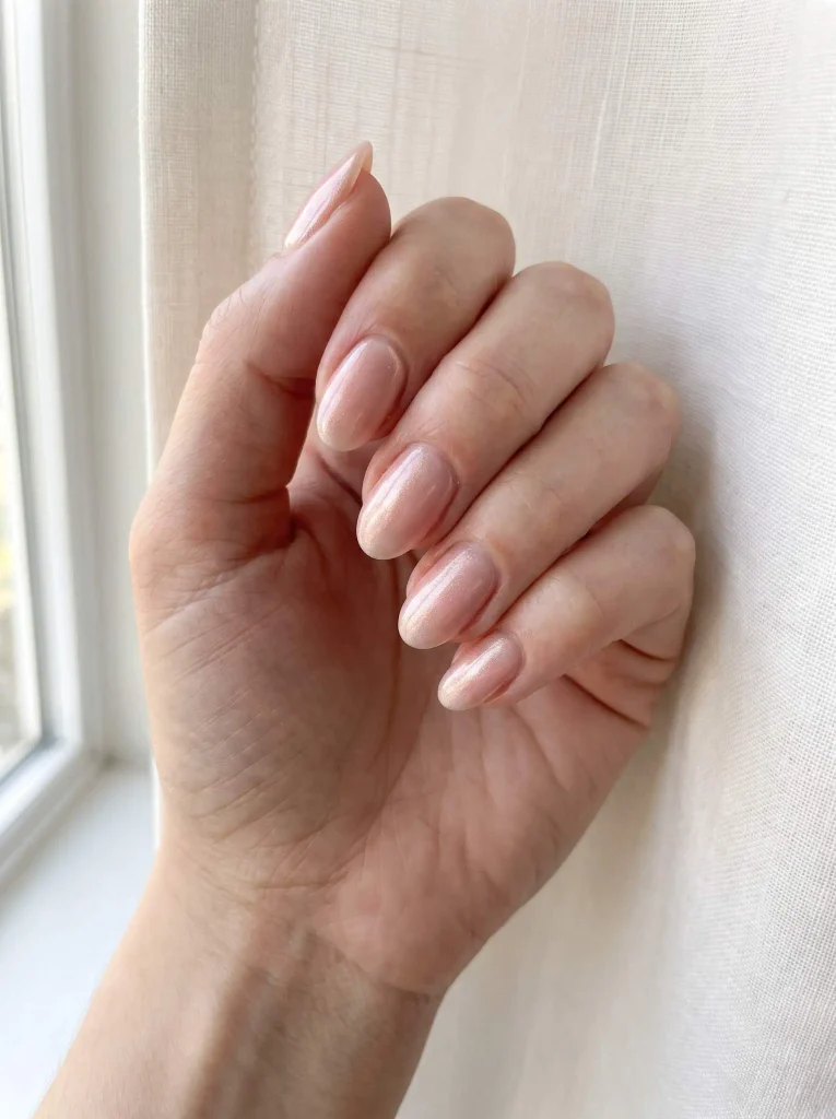 Soft Shimmer Wedding Glow Bridal Nails