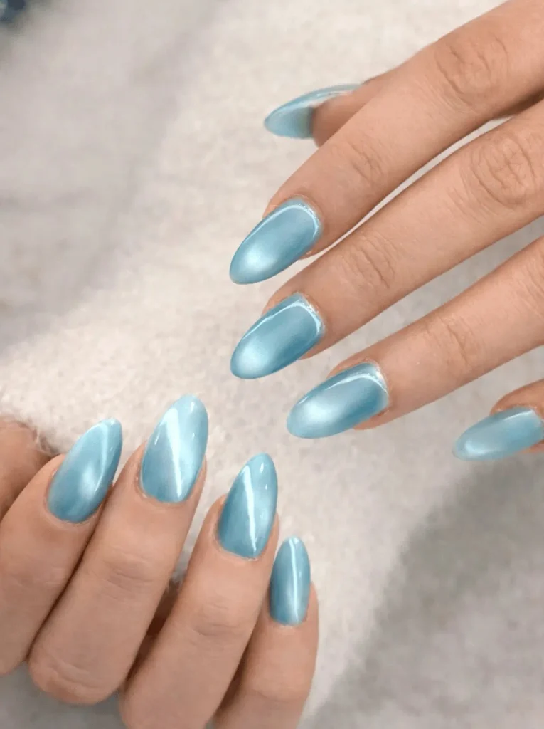 Something Blue Cat Eye Bridal Nails