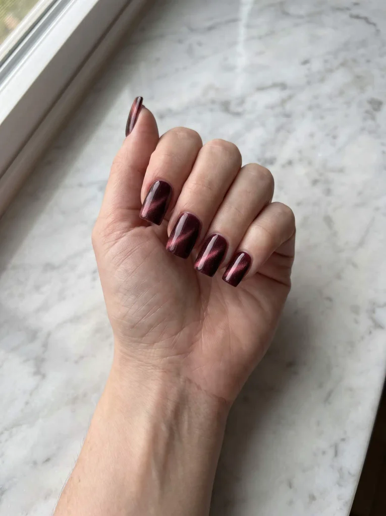 Square Halloween cat eye nails