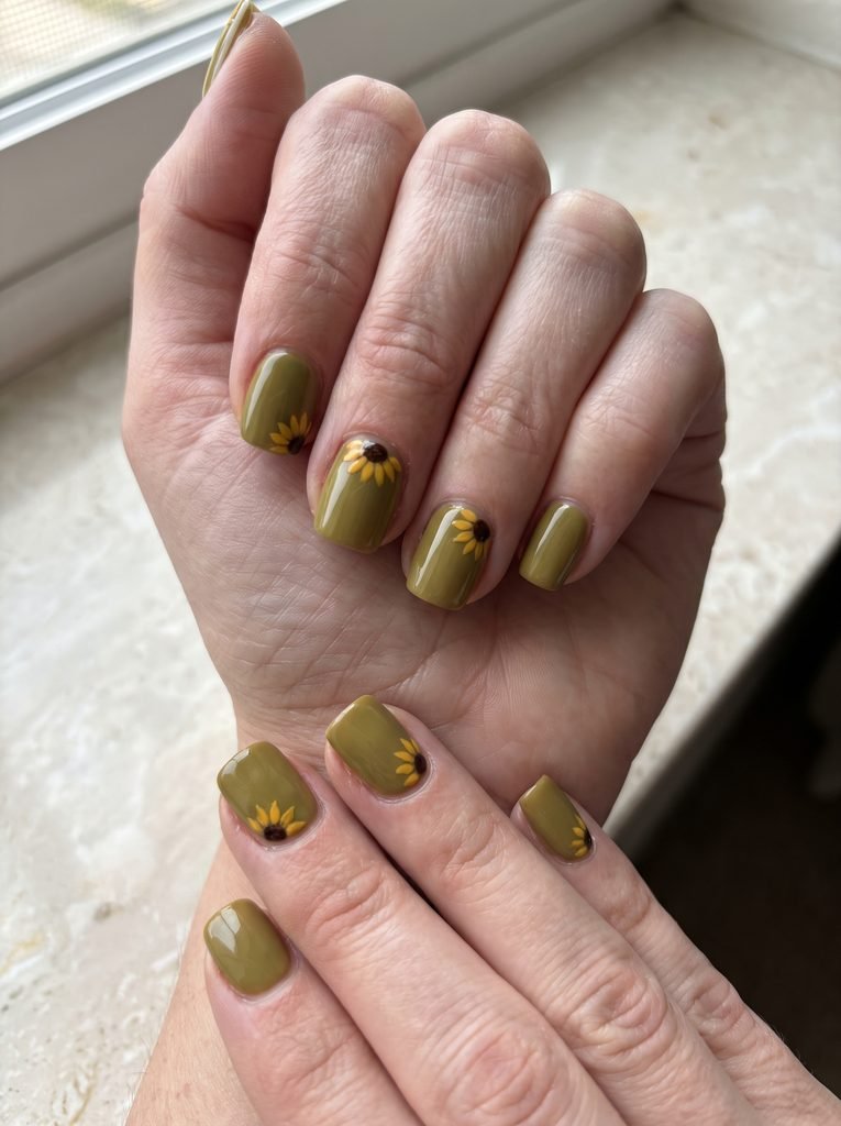 Sunflower Short Square September Nails