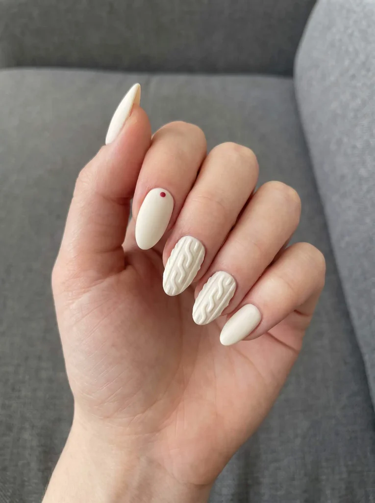 Sweater Texture Christmas Nails