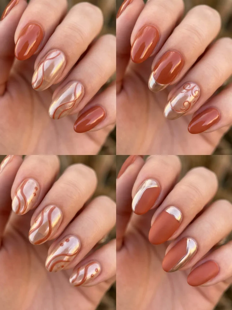 Terracotta Chrome Transition Nails