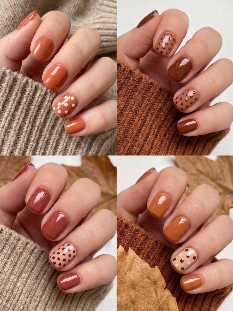 Terracotta Polka Dot Fall Nails