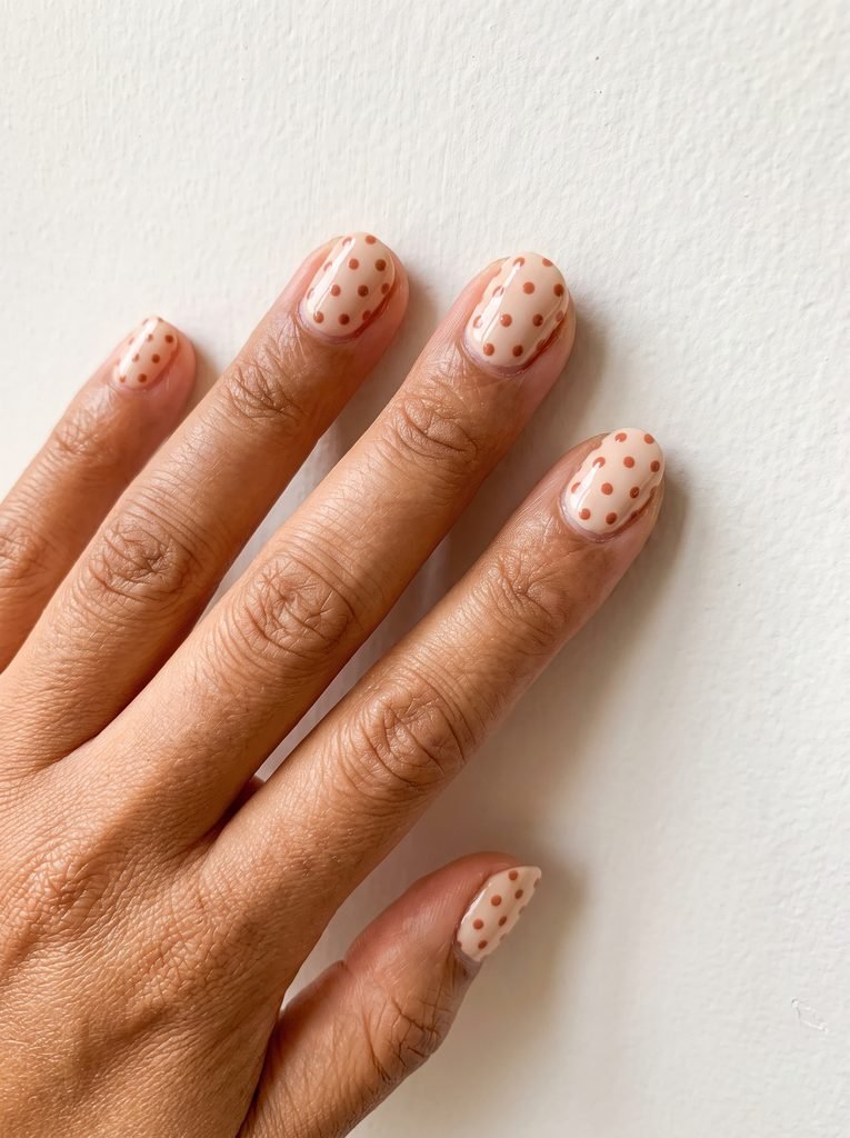Terracotta Polka Dot Short Nails