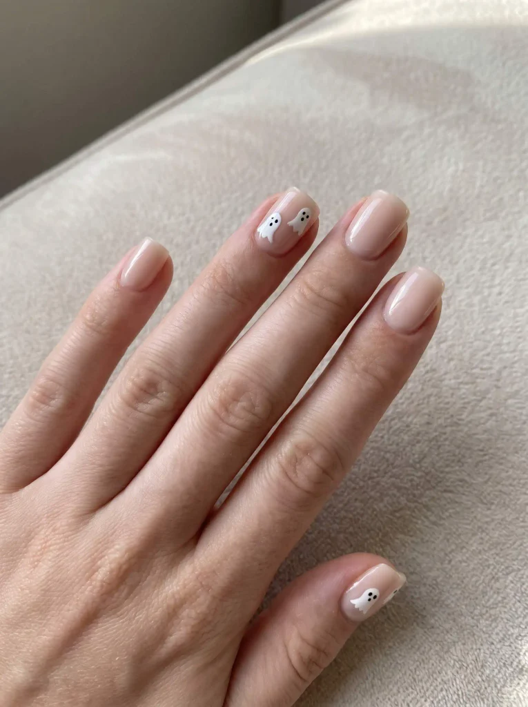 Tiny ghost short square nails