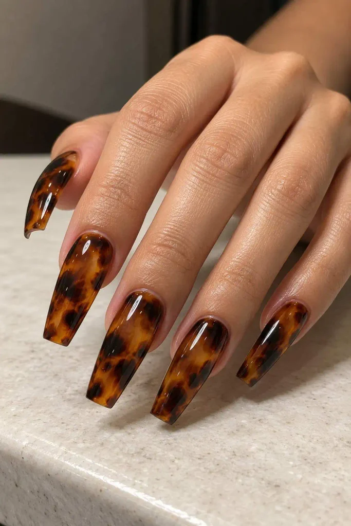 Tortoise shell coffin nails