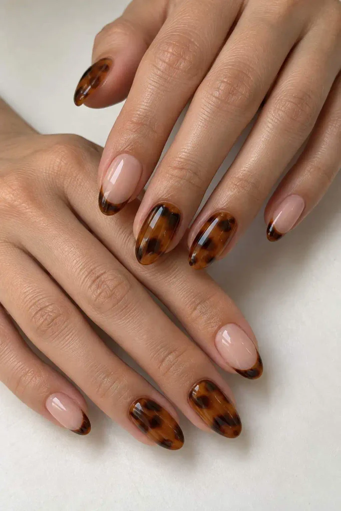 Tortoise shell mix match nails