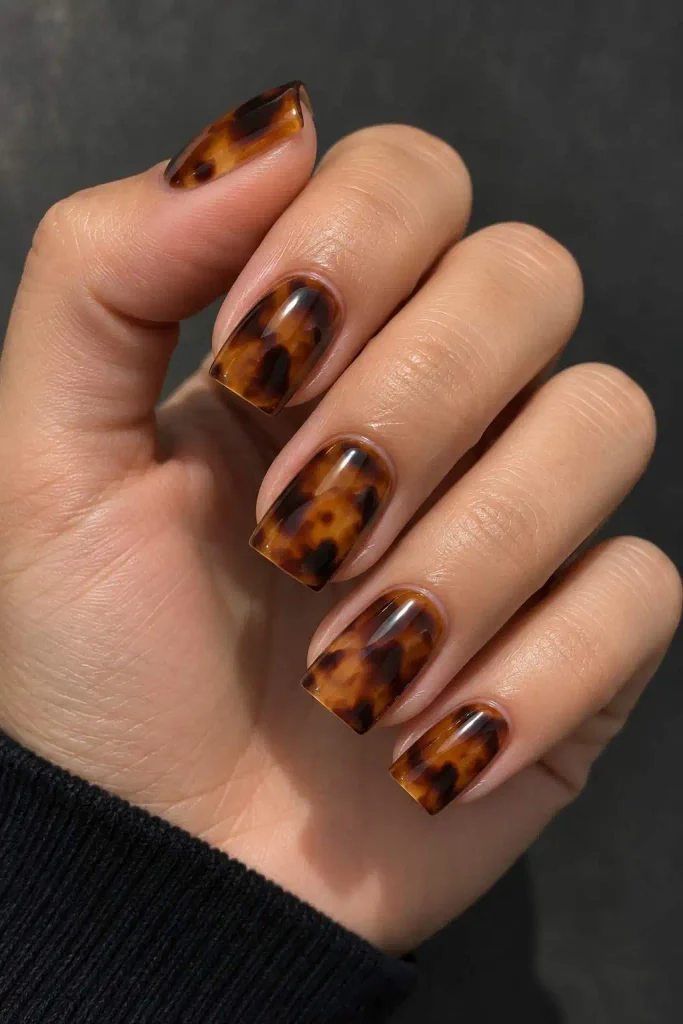 Tortoise shell square nails