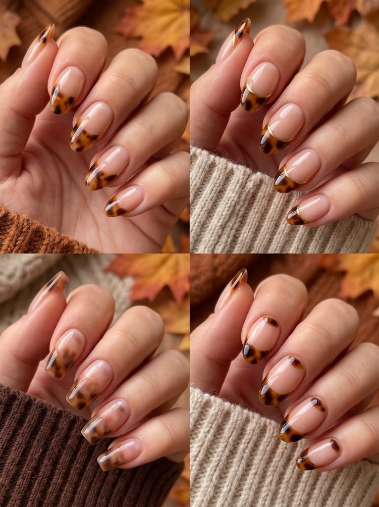 Tortoiseshell French Tip Fall Nails