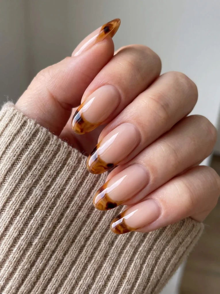 Tortoiseshell French tip nails
