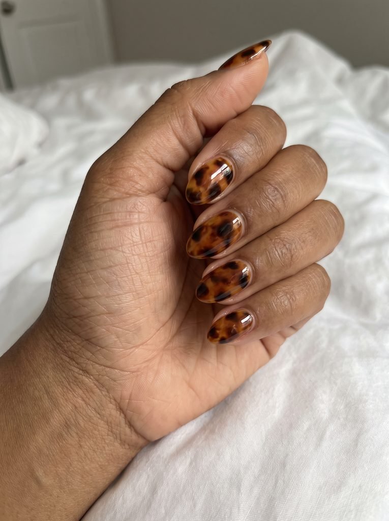Tortoiseshell Short Almond Nails