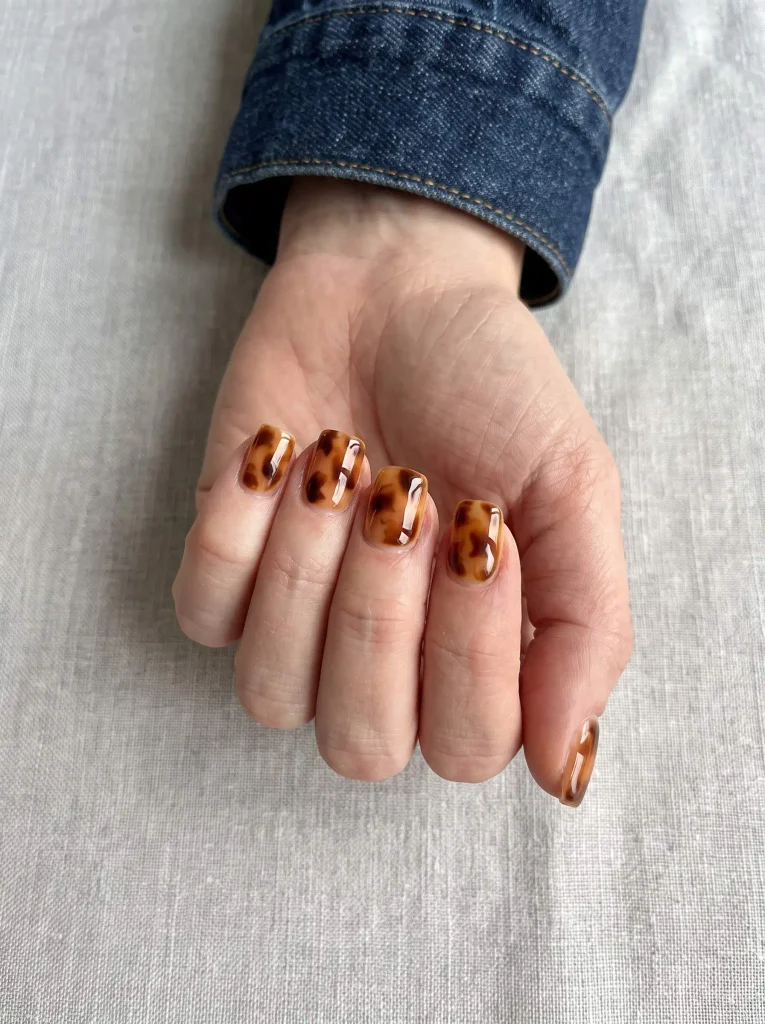 Tortoiseshell Short Square Gel X Nails