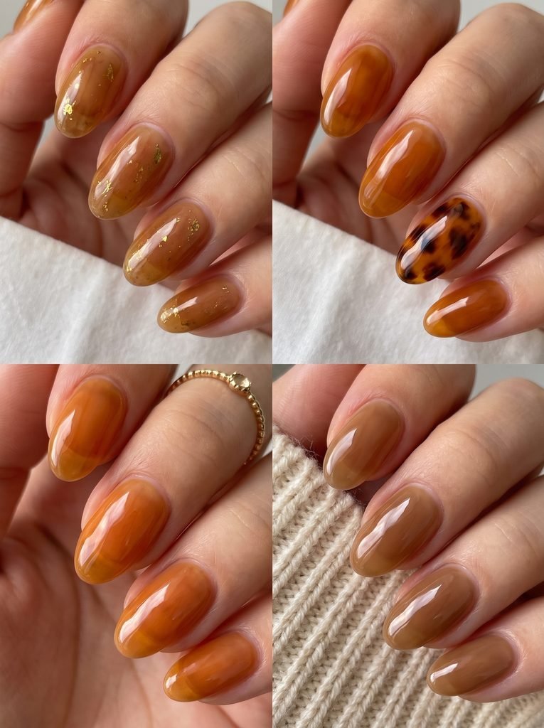 Warm Amber Jelly September Nails