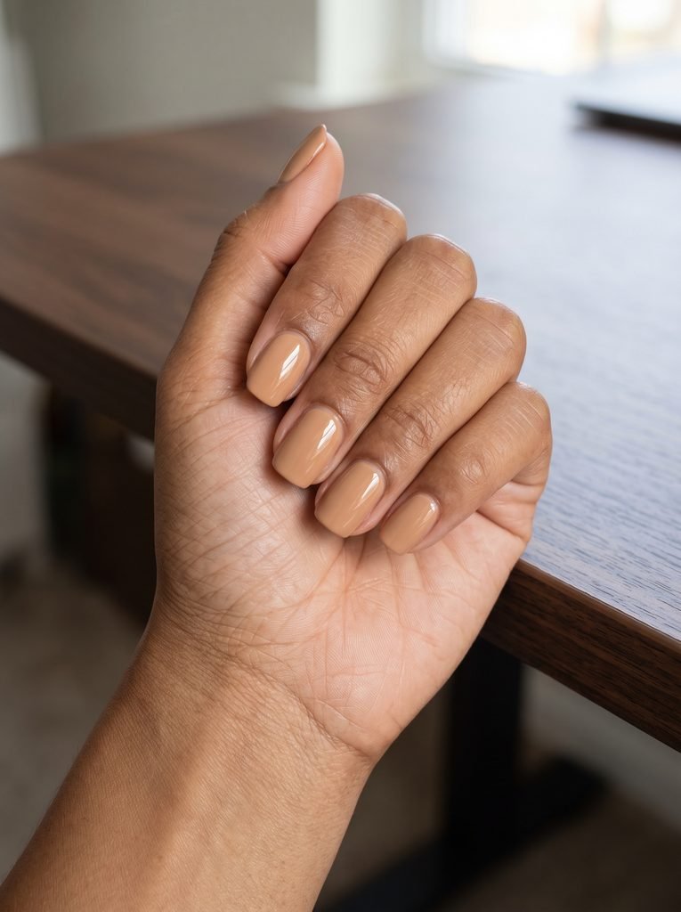 Warm Beige Natural Squoval Nails