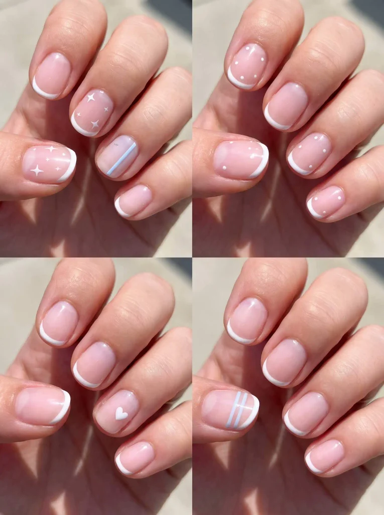 White Minimal Back to School Nails
