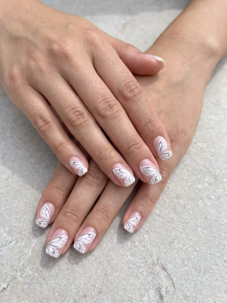 White butterfly wing nails